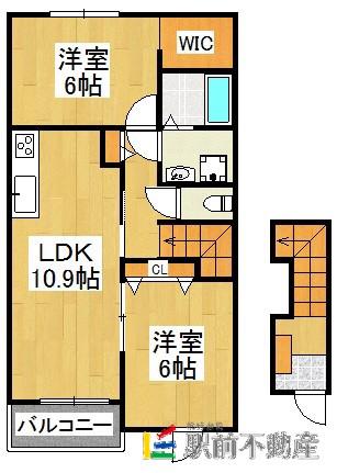 グランドゥール・ヴィラ(2LDK/2階)の間取り写真
