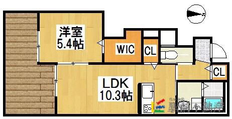 ルーラル北西原B棟(1LDK/1階)の間取り写真