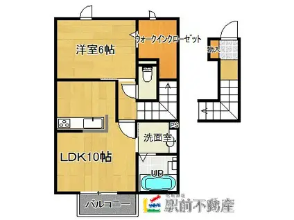 鹿児島本線 瀬高駅 徒歩7分 2階建 築9年(1LDK/2階)の間取り写真