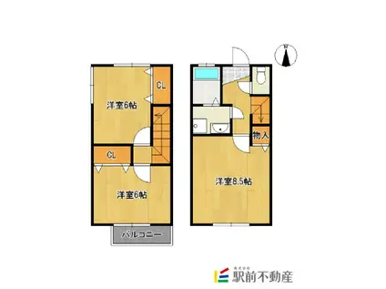 メゾネット小枝(2LDK/1階)の間取り写真