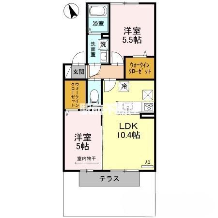 鹿児島本線 瀬高駅 徒歩11分 2階建 築9年(2LDK/1階)の間取り写真