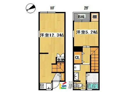 M-DOOR新栄町(1LDK/1階)の間取り写真