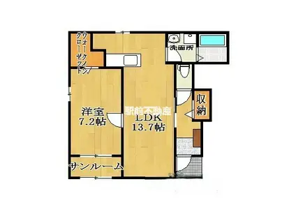 グランドソレーユ(1LDK/1階)の間取り写真