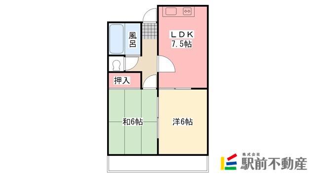 メゾンコスモス(2DK/2階)の間取り写真