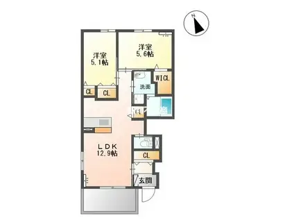 ルーラル石原Ⅱ(2LDK/1階)の間取り写真