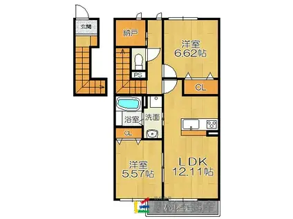 ティアラ1(2LDK/2階)の間取り写真
