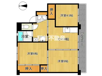西鉄天神大牟田線 塩塚駅 徒歩8分 5階建 築37年(3DK/5階)の間取り写真