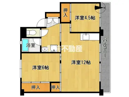 西鉄天神大牟田線 矢加部駅 徒歩6分 5階建 築39年(2LDK/3階)の間取り写真