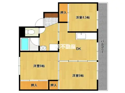 鹿児島本線 瀬高駅 徒歩11分 5階建 築42年(3DK/5階)の間取り写真