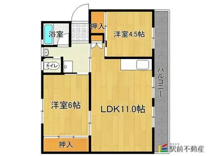 ビレッジハウス城島I(2LDK/5階)の間取り写真