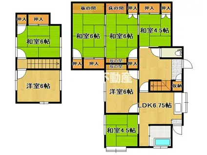 西鉄天神大牟田線 西鉄銀水駅 徒歩13分 2階建 築58年(7DK)の間取り写真