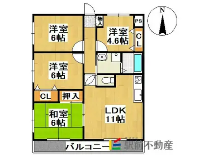 ハイツハラダ(4LDK/3階)の間取り写真