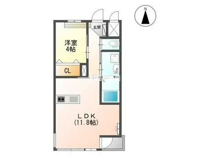 グランシエル(1LDK/1階)の間取り写真