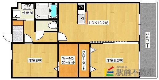 プレステージけやき通Ⅱ(2LDK/3階)の間取り写真