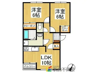 グランディールパイン(2LDK/2階)の間取り写真