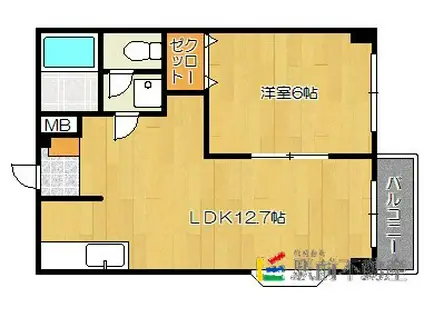 リベルテタウンC(1LDK/2階)の間取り写真