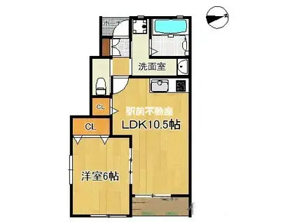 リヴェール柳川(1LDK/1階)の間取り写真