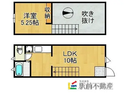 西鉄天神大牟田線 八丁牟田駅 徒歩28分 2階建 築8年(1LDK/1階)の間取り写真