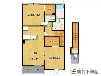 鹿児島本線 羽犬塚駅 徒歩29分 2階建 築11年(2LDK/2階)の間取り写真