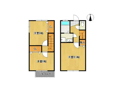 メゾネット小枝(2LDK/1階)の間取り写真