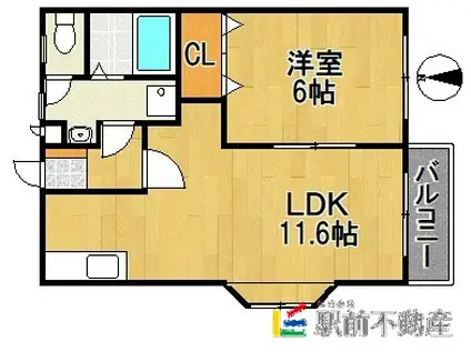 サザンコート長崎A(1LDK/1階)の間取り写真