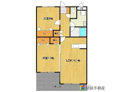 ノーブルヒルズ(2LDK/1階)の間取り写真