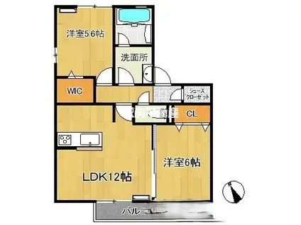 鹿児島本線 瀬高駅 徒歩14分 2階建 築8年(2LDK/2階)の間取り写真