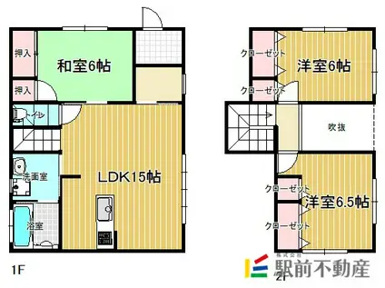 西鉄天神大牟田線 八丁牟田駅 徒歩80分 2階建 築8年(3LDK)の間取り写真