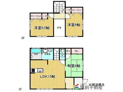 西鉄天神大牟田線 八丁牟田駅 徒歩80分 2階建 築8年(3LDK)の間取り写真