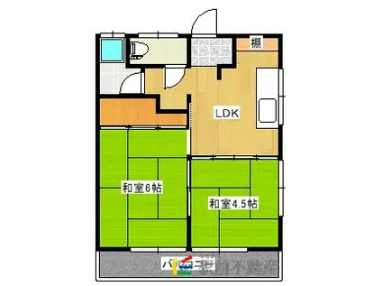 松藤アパート(2DK/2階)の間取り写真