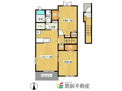 鹿児島本線 荒尾駅(熊本) 徒歩22分 2階建 築8年(2LDK/2階)の間取り写真