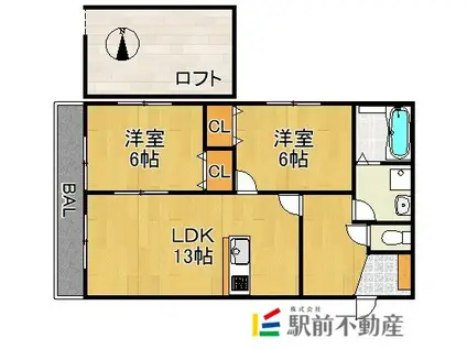 パーチェ・筑後 A棟(2LDK/2階)の間取り写真