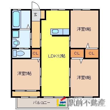 レトアヤマダA(3LDK/2階)の間取り写真