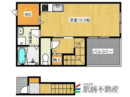 鹿児島本線 羽犬塚駅 徒歩18分 2階建 築8年(ワンルーム/2階)の間取り写真
