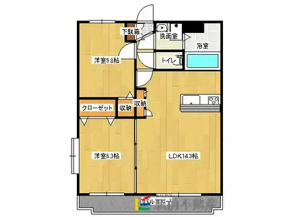 ユーミーU&Pときわ(2LDK/4階)の間取り写真