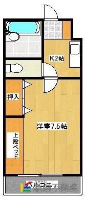 ラ・フォーレ赤坂(1K/2階)の間取り写真
