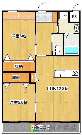 プレステージけやき通(2LDK/4階)の間取り写真
