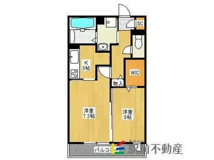 D-ROOM桜雲(2K/2階)の間取り写真