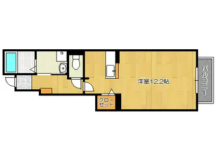 エスポワール(ワンルーム/1階)の間取り写真