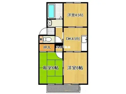 プレジール垂見(3DK/1階)の間取り写真