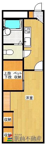 グランドール筑後山ノ井(1K/2階)の間取り写真