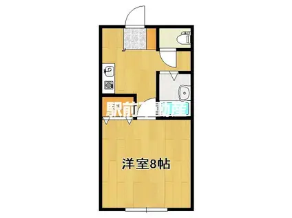 クワコーポ柿園(1K/2階)の間取り写真