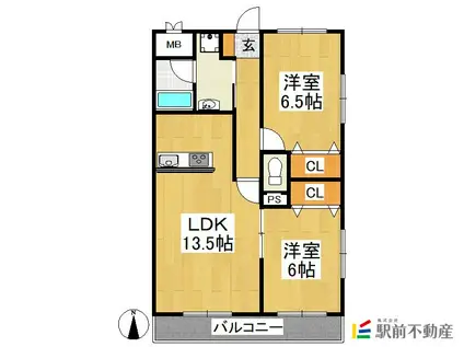 ロイヤルイズミP2(2LDK/2階)の間取り写真
