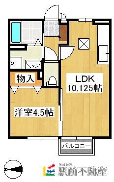 ボナール メゾン(1LDK/1階)の間取り写真