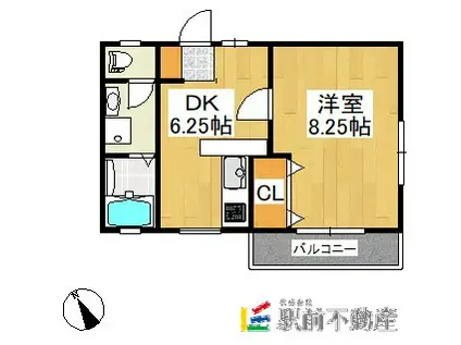 グレースコートⅡ(1DK/1階)の間取り写真