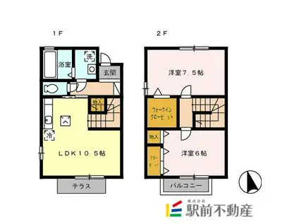 フリメールC棟(2LDK/1階)の間取り写真