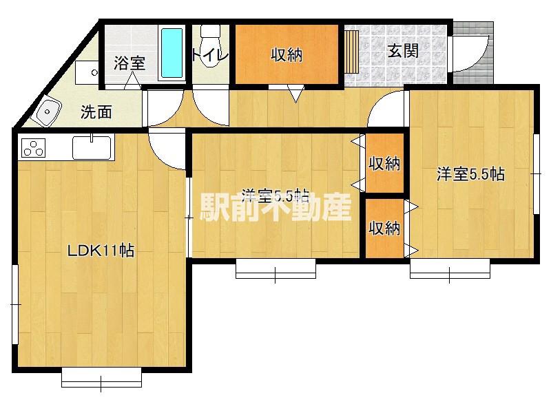 鹿児島本線 羽犬塚駅 徒歩37分 1階建 築19年(2LDK)の間取り写真