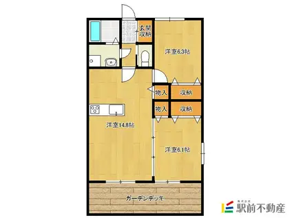 LADDER大川Ⅱ(2LDK/1階)の間取り写真