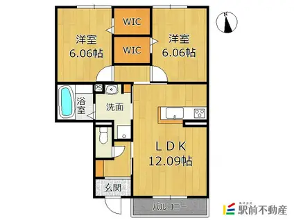 鹿児島本線 瀬高駅 徒歩25分 2階建 築7年(2LDK/1階)の間取り写真