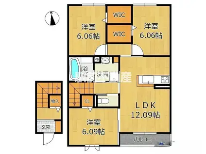 鹿児島本線 瀬高駅 徒歩25分 2階建 築7年(3LDK/2階)の間取り写真